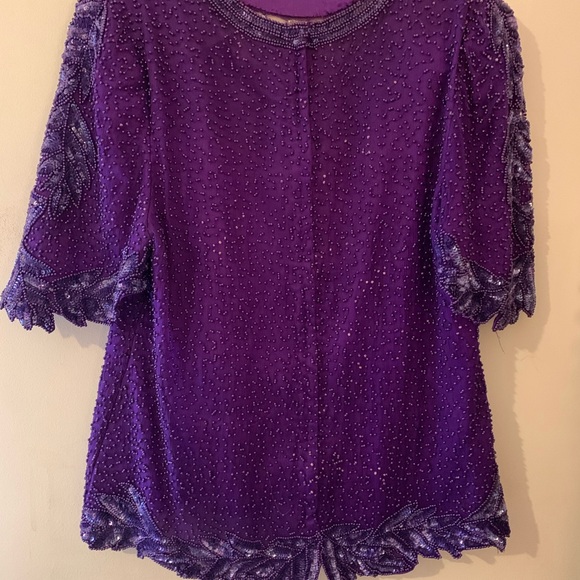Vintage Purple Beaded Evening Blouse - Picture 4 of 6